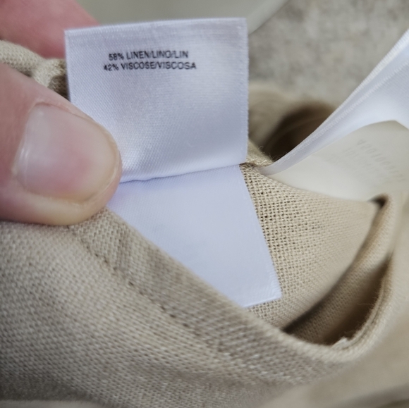 Anne Klein NWT Women's Size L Khaki Beige Linen Blend Sleeveless Midi Dress - Picture 14 of 14